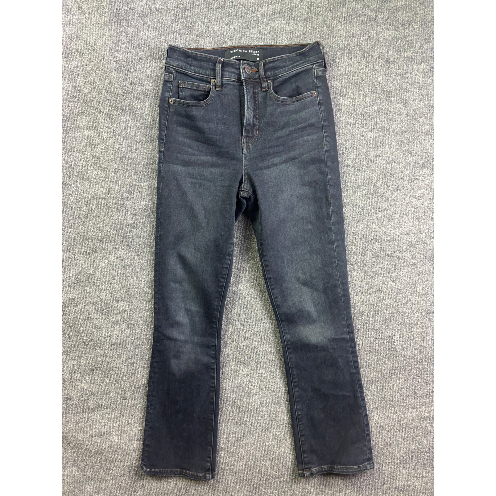 Veronica Beard Carly Kick Flare Jeans Womens 25 Dark Blue High Rise Cropped